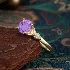 Classic Round Amethyst Engagement Ring for Women