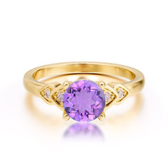 Classic Round Amethyst Engagement Ring for Women