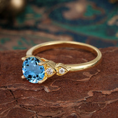 Classic Round Aquamarine Engagement Ring for Women