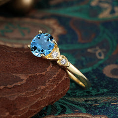 Classic Round Aquamarine Engagement Ring for Women