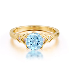 Classic Round Aquamarine Engagement Ring for Women