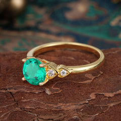 Classic Round Emerald Engagement Ring for Women