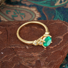 Classic Round Emerald Engagement Ring for Women