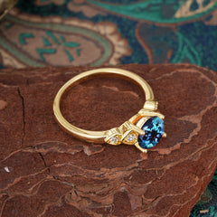 4 Prong Classic Round Alexandrite Engagement Ring for Women