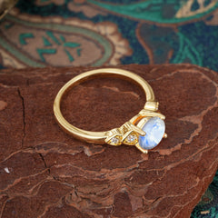 4 Prong Classic Round Moonstone Engagement Ring for Women
