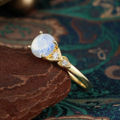 4 Prong Classic Round Moonstone Engagement Ring for Women