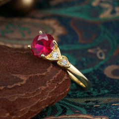 4 Prong Classic Round Ruby Engagement Ring for Women