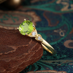 4 Prong Classic Round Peridot Engagement Ring for Women