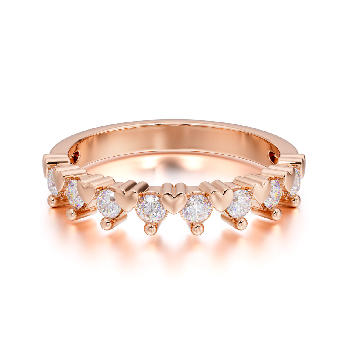 Half Halo Moissanite Weddding Band Unique Promise Ring