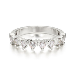 Half Halo Moissanite Weddding Band Unique Promise Ring