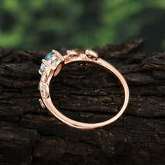 1 Carat Oval Cut Moss Agate Nature Inspired Engagement Ring