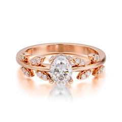 1 Carat Oval Cut Moissanite Nature Inspired Engagement Ring