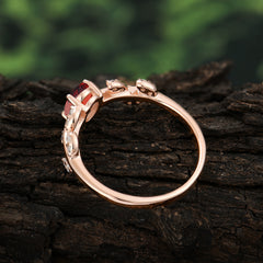 1 Carat Oval Cut Garnet Nature Inspired Engagement Ring