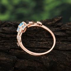 1 Carat Oval Cut Aquamarine Nature Inspired Engagement Ring