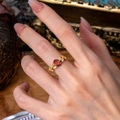 1 Carat Oval Cut Garnet Nature Inspired Engagement Ring