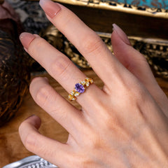 1 Carat Oval Cut Amethyst Nature Inspired Engagement Ring