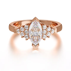 1CT Marquise Cut Moissanite Cluster Engagement Anniversary Ring