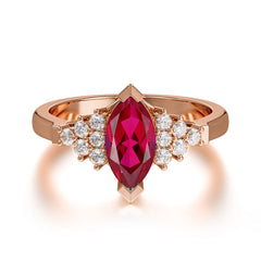 1CT Marquise Cut Ruby Cluster Engagement Anniversary Ring