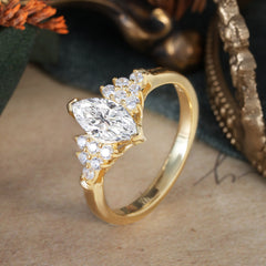 1CT Marquise Cut Moissanite Cluster Engagement Anniversary Ring