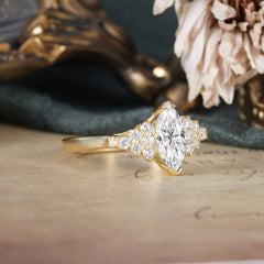 1CT Marquise Cut Moissanite Cluster Engagement Anniversary Ring