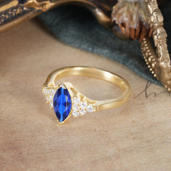 1CT Marquise Cut 2 Prong Sapphire Cluster Engagement Anniversary Ring