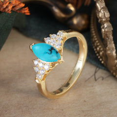 1CT Marquise Cut 2 Prong Turquoise Cluster Engagement Anniversary Ring