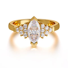 1CT Marquise Cut Moissanite Cluster Engagement Anniversary Ring
