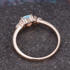 Heart Cut Classic Aquamarine Engagement Ring Side with 3-stone