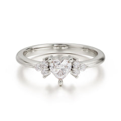Heart Cut Classic Moissanite Engagement Ring Side with 3-stone