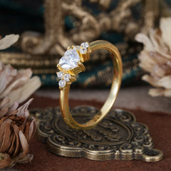 Heart Cut Classic Moissanite Engagement Ring Side with 3-stone