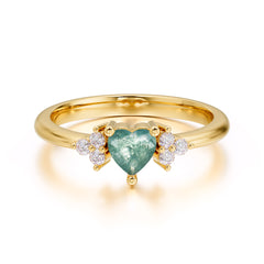 Heart Cut Classic Moss Agate Engagement Ring Side with 3-stone