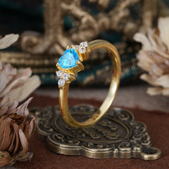 Heart Cut Classic Aquamarine Engagement Ring Side with 3-stone