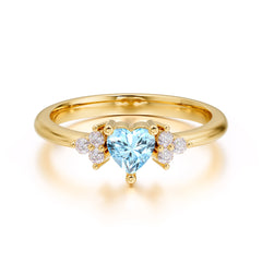 Heart Cut Classic Aquamarine Engagement Ring Side with 3-stone