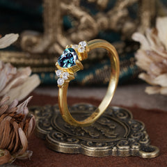 3 Prong Heart Cut Classic Alexandrite Engagement Ring Side with 3-stone
