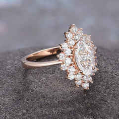 1 Carat Marquise Cut Moissanite Ring Vintage Cluster Wedding Ring