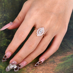 1 Carat Marquise Cut Moissanite Ring Vintage Cluster Wedding Ring