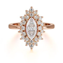 1 Carat Marquise Cut Moissanite Ring Vintage Cluster Wedding Ring