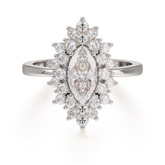 1 Carat Marquise Cut Moissanite Ring Vintage Cluster Wedding Ring