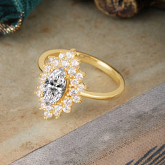 1 Carat Marquise Cut  Lab Diamond Ring Vintage Cluster Wedding Ring