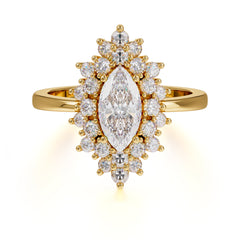 1 Carat Marquise Cut Moissanite Ring Vintage Cluster Wedding Ring