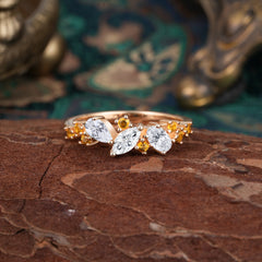 Multi Shaped Lab Diamond Wedding Band Half Eternity Stackable Ring