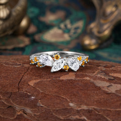 Multi Shaped Lab Diamond Wedding Band Half Eternity Stackable Ring