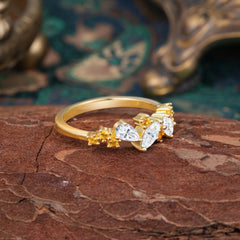 Multi Shaped Moissanite Wedding Band Half Eternity Stackable Ring