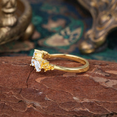 Multi Shaped Moissanite Wedding Band Half Eternity Stackable Ring