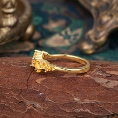 Multi Shaped Citrine Wedding Band Half Eternity Stackable Ring