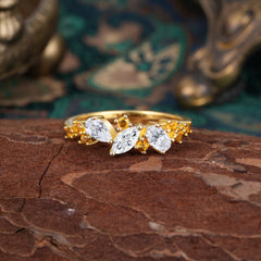 Multi Shaped Lab Diamond Wedding Band Half Eternity Stackable Ring