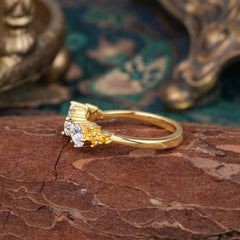 Multi Shaped Lab Diamond Wedding Band Half Eternity Stackable Ring