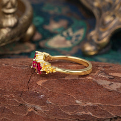 Multi Shaped Ruby Wedding Band Half Eternity Stackable Ring