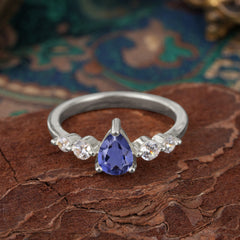 Pear Cut 3 Prong Classic Tanzanite Wedding Ring Promise Side Stone Anniversary Ring