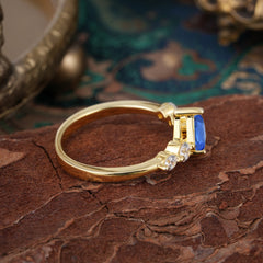 Pear Cut Classic Sapphire Wedding Ring Promise Side Stone Anniversary Ring